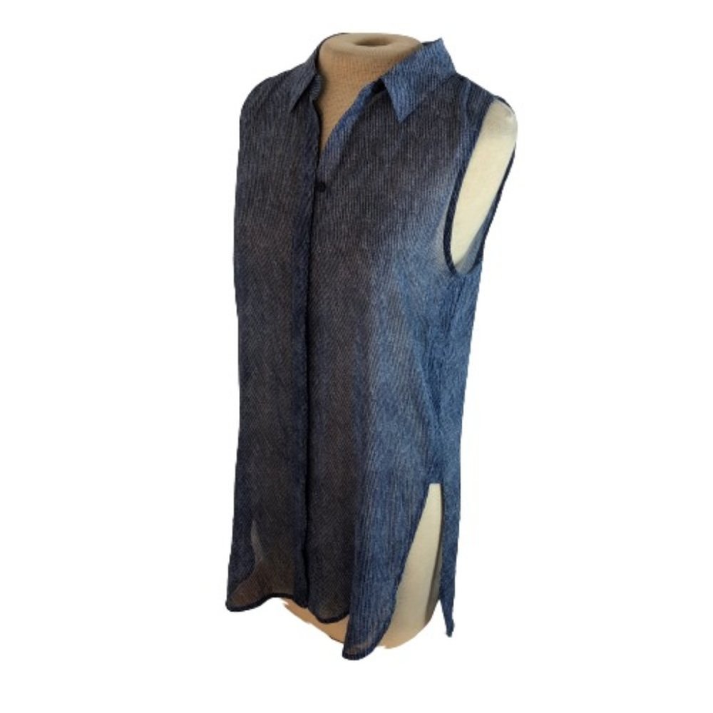 White House Black Market Sheer High Low Top Shirt